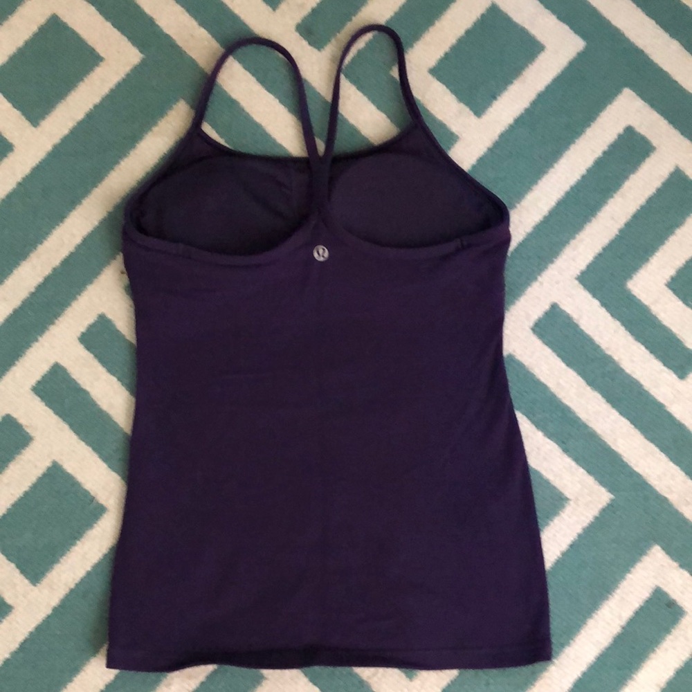 Lululemon purple racer back tank, shelf bra, 6